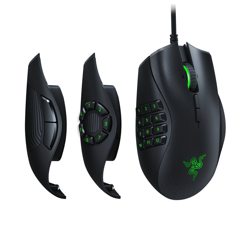 Razer Naga Trinity Gaming Mouse: 16,000 DPI Optical Sensor - Chroma RGB Lighting - Interchangeable Side Plate w/ 2, 7, 12 Button Configurations - Mechanical Switches